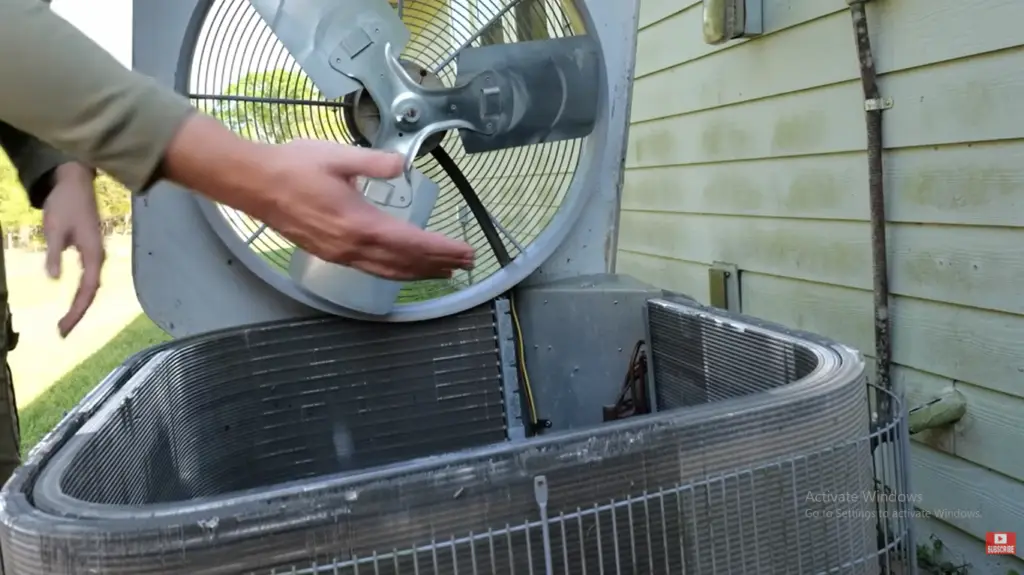 Dirty mini split air conditioner with visible mold and dust buildup